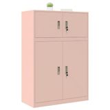 vidaXL Opbergkast 2 st Roze 90 x 40 x 130 cm Staal Vergrendelbaar