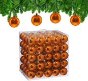 Relaxdays kerstballen set van 100 - Ø 6 cm - glanzend - kunststof - oranje