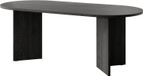 Table de salle à manger ovale, 204x90 cm, aspect bois, noir, pour 6-10 personnes
