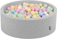 KiddyMoon Ballenbad 90x30cm - 300 Ballen ∅7cm - Lichtgrijs: Pastelblauw, Pastelgeel, Wit, Mint, Poederroze