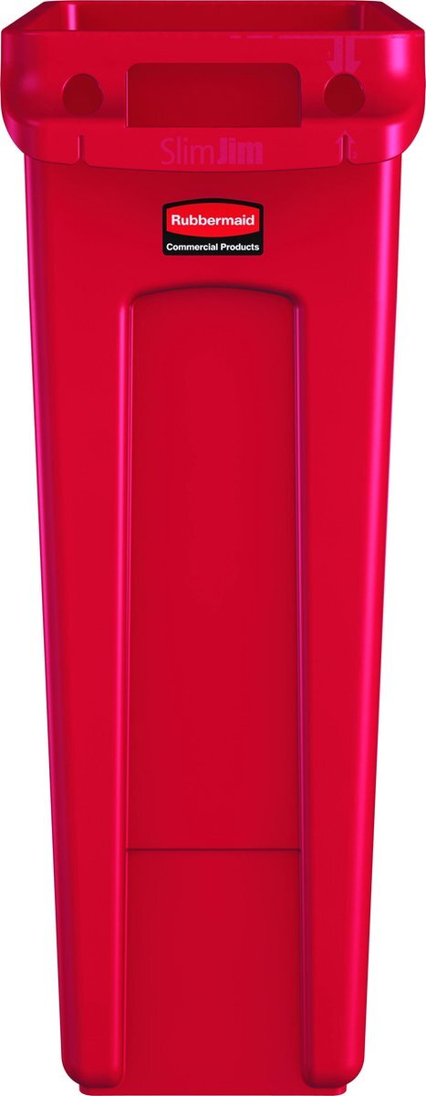 Rubbermaid 1956189 Plastic geventileerd Slim Jim vuilnisbak afvalbak, 87 liter, rood