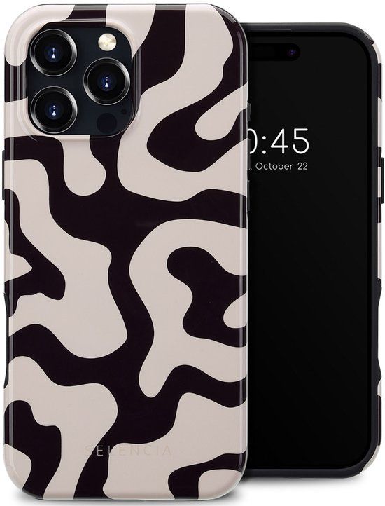 Selencia Hoesje - Geschikt voor Apple iPhone 16 Pro Max - Backcover geschikt voor MagSafe - Art Wave Black