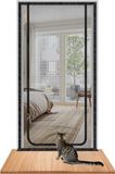 Merkloos / Sans marque VHV Katten hordeur 120x240 cm - krabbestendig deurnet met rits - huisdierbestendige hordeur voor woonkamer keuken balkon en terras - zwart