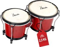 XDrum Bongos Club Wijnrood, 2 trommels ("macho" en "hembra"), Hout: berk