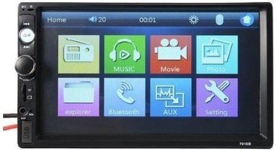 iBello autoradio dubbel din 7-inch 18 cm bluetooth usb aux handsfree met touchscreen en afstandsbediening