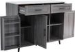 Happiq Eetkar - Keukenkast - Dinerdressoir - Aanrecht - Voor Keuken of Eetkamer - Uitschuifbaar & Stijlvol Opbergen - Wit Marmer & Kaki Grijs Hout