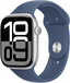 Apple Watch Series 10 46mm - Zilver Aluminium - Denim Sportbandje S/M