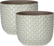 Mica Decorations Pots de fleurs/jardinières 2x pièces Céramique blanc D11/H9 cm