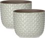 Mica Decorations Pots de fleurs/jardinières 2x pièces Céramique blanc D11/H9 cm