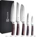 Paudin NS5 Ensemble de couteaux professionnel - 5 pièces - Couteaux japonais - Couteau de chef - Couteau à pain - Couteau Santoku - Couteau d'office - Couteau d'office