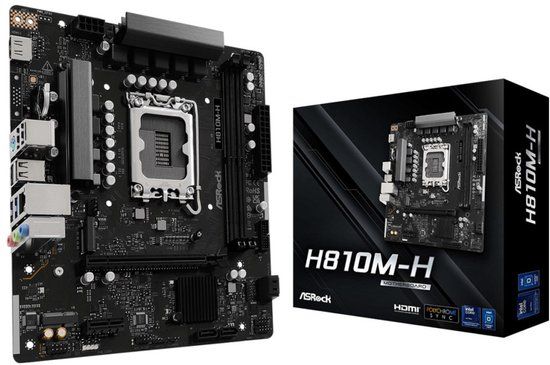 ASRock H810M-H Micro-ATX Moederbord - Intel H610 - DDR5 - Socket LGA 1851 - PCIe 4.0 - 4x SATA3 - Gigabit LAN