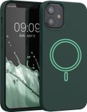 kwmobile hoesje geschikt voor Apple iPhone 12 mini - Hoesje met magneet compatibel met MagSafe - Smartphone case in mosgroen