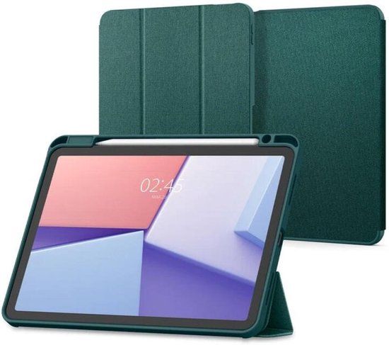 Spigen Urban Fit Hoesje Geschikt voor Apple iPad Air 11 (2024) - Back Cover met Apple Pencil Houder - Groen
