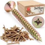 Lun Fix Verglaasde Houtschroeven 25mm Geel Verzinkt 1kg Universeel