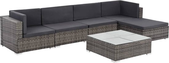 vidaXL Loungeset poly rattan grijs 17-delig