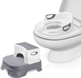 Siège de toilette pour enfants sans marque avec marchepied pour enfants, pot pour enfants avec marchepied pour enfants de 1 à 7 ans, pot de toilette pour enfants, siège de pot avec coussin antidérapant, fixation de toilette (gris)