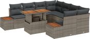 vidaXL Banc de jardin 9 pièces gris polyrattan