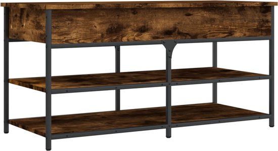 vidaXL Schoenenbankje 100x42,5x50 cm bewerkt hout gerookt eikenkleurig