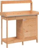 vidaXL Oppottafel met kast 110,5x45x124,5 cm massief vurenhout bruin