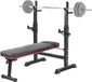 Happyment Banc d'haltères multifonctionnel - Support d'haltères et rack à squats réglables - Banc de musculation - Pliable - Max 200 kg