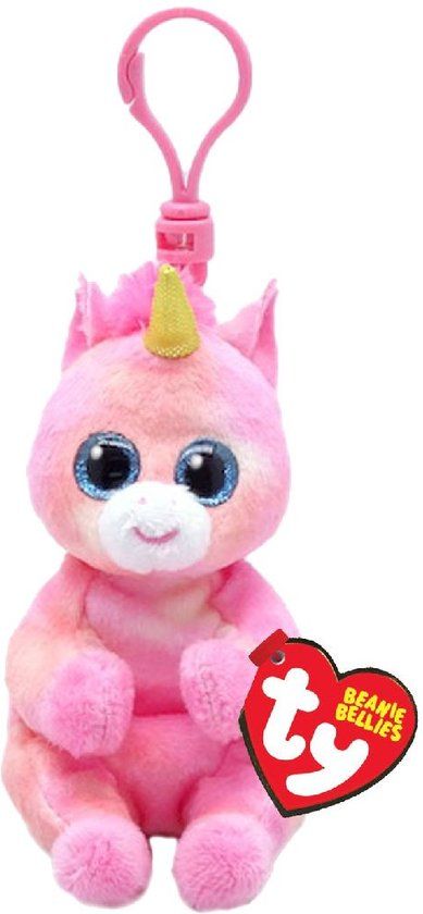 TY Beanie Babies Bellies Clip - Skylar Unicorn - Sleutelhanger - 10 cm - Roze
