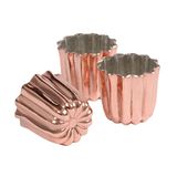 Patisse 719197 Set van 3 koperen geribbelde Bordeaux mallen 17,5 x 6 x 6 cm