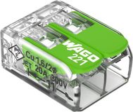 WAGO 221-422 221 Verbindingsklem Flexibel: 0.14-4 mm² Massief: 0.2-4 mm² Aantal polen: 2 100 stuk(s) Transparant, Groen