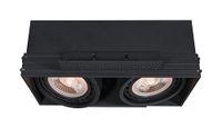 GTV MILO Inbouwspot 2-lichts – frameloos, rechthoekige plafondinbouwlamp in zwart, GU10 ES111, 27,5 × 14,6 cm, draaibare spots, IP20, 220-240 V, max. 2 × 40 W, binnenverlichting