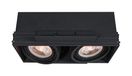 GTV MILO Inbouwspot 2-lichts – frameloos, rechthoekige plafondinbouwlamp in zwart, GU10 ES111, 27,5 × 14,6 cm, draaibare spots, IP20, 220-240 V, max. 2 × 40 W, binnenverlichting