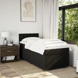 vidaXL Boxspringbed met matras, zwart, 90x190 cm, stof
