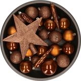 Decoris Kerstballen Set - 34-delig - Kaneel Bruin - Kunststof