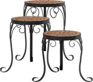 vidaXL Plantenstandaards - 3 stuks - Keramiek - Terracottakleurig