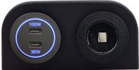 ProRide Chargeur de voiture USB C 12-24V 2 ports montage en surface - 100W+36W - Allume-cigare - Panneau double - Bleu