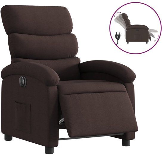 vidaXL Fauteuil verstelbaar elektrisch stof donkerbruin
