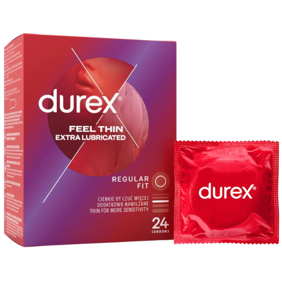 Durex Feel Thin Extra Lubricated Regular Fit Condoms