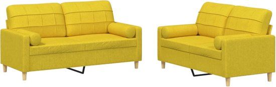 vidaXL 2-delige Loungeset Lichtgeel Stof