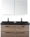 BES LED Seville Seville Badmeubelset 120 cm - 2 Laden Tabacco - Wastafel Lucca Dubbel met Spiegelkast
