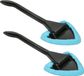 Unyqoos® Set van 2 poetsborstels voor in de auto, blauw, droog, met microvezelhoes en lange greep