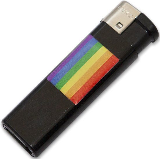MECHERO PRIDE Lighter Black With Lgbt Flag
