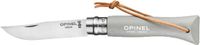 Opinel Zakmes, Colorama, no 6 rvs/lichtgrijs, leren koord