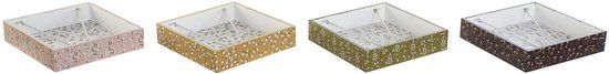 DKD Home Decor Servethouder Groen Mosterd Donkerbruin Metaal Aluminium Hout MDF 18 x 18 x 4 cm (4 Stuks)