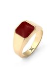 KUZZOI - Bague - Bague Sceau Carré Émail Rouge Argent Sterling 925