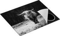 Chefcare Inductie Beschermer Schotse Hooglander - Zwart Wit - 65x55 cm