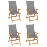 VidaXL Tuinstoel Terras Gecapitonneerde Zitting Teak Grijs