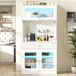 MODFU Keukenkast - Verstelbare Planken - Lade - LED-Verlichting - Ribbelglas - Wit
