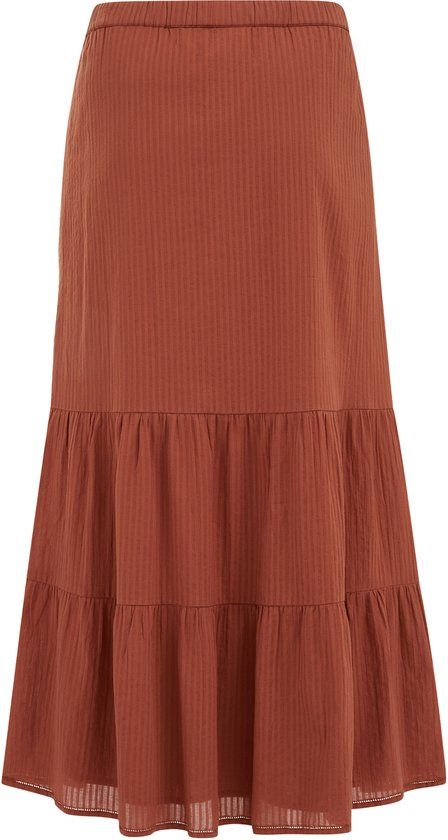 WE Fashion Dames midi rok - Curve - Terra Cotta - Katoen - Maat 48