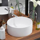 vidaXL Wastafel rond wit 40x15 cm keramiek
