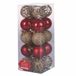 Set Santa's House Set van 20 kerstballen gesorteerd Ø 6 cm glanzend gesatineerd glitter