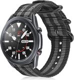 Strap-it Nylon Smartwatch bandje - Geschikt voor Samsung Galaxy Watch 3 - 45mm - Zwart/Grijs