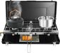 Gaz grill pour camping - Grill de table avec 3 brûleurs - Couvercle coupe-vent - Réchaud à gaz portable - Convient pour l'extérieur et le pique-nique - Noir